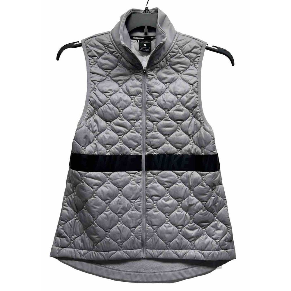 Nike Womens Size S Gray Aerolayer Running Sleeveless Full Zip Puffer Vest (K6) - Picture 1 of 4
